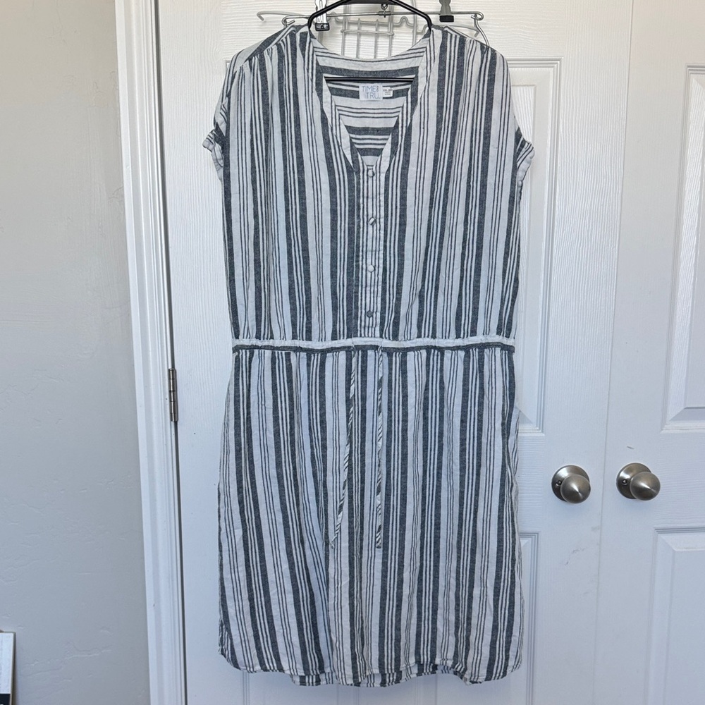Time and Tru Striped Midi Dress in Blue and White
